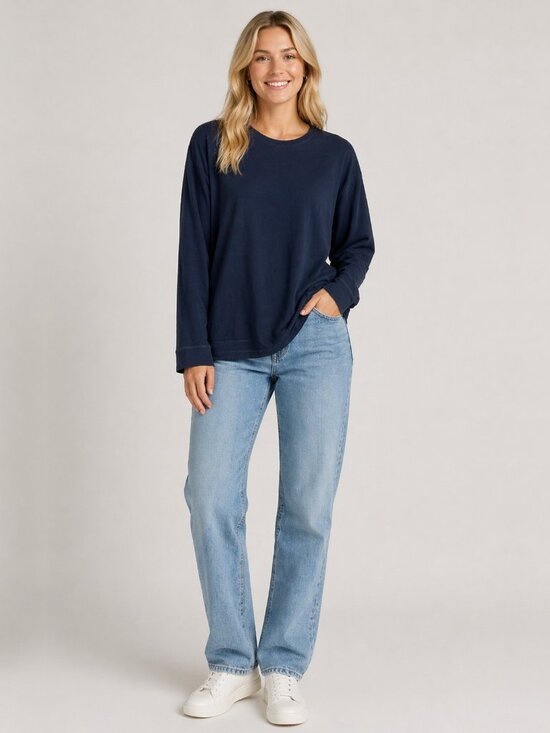 Eileen Fisher Tops - Eileen Fisher Organic Cotton Scoop Neck Long Sleeve Tee Black Small #A2046